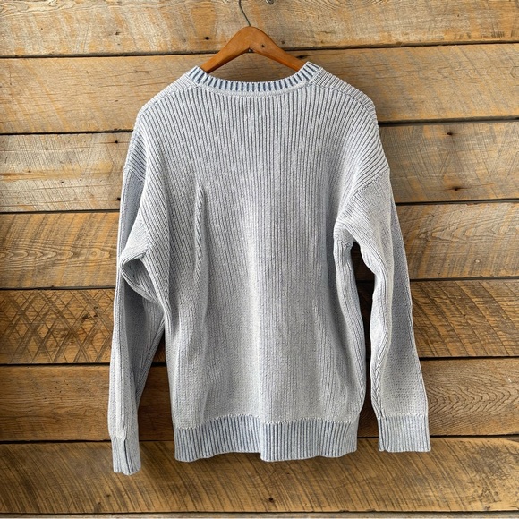 Gap Relaxed Ribbed Plaited Crewneck Sweater Light Blue Sz Medium Pullover Chunky - Picture 2 of 10